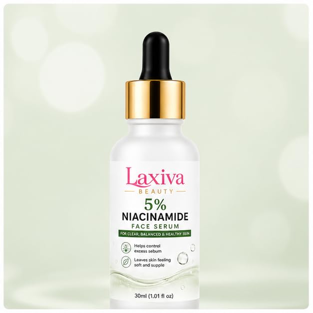 Laxiva Beauty 5% Niacinamide Face Serum for Daily Skincare, Lightweight Facial Serum for Balanced-Looking Skin, Fast-Absorbing Formula, All Skin Types, 30ml