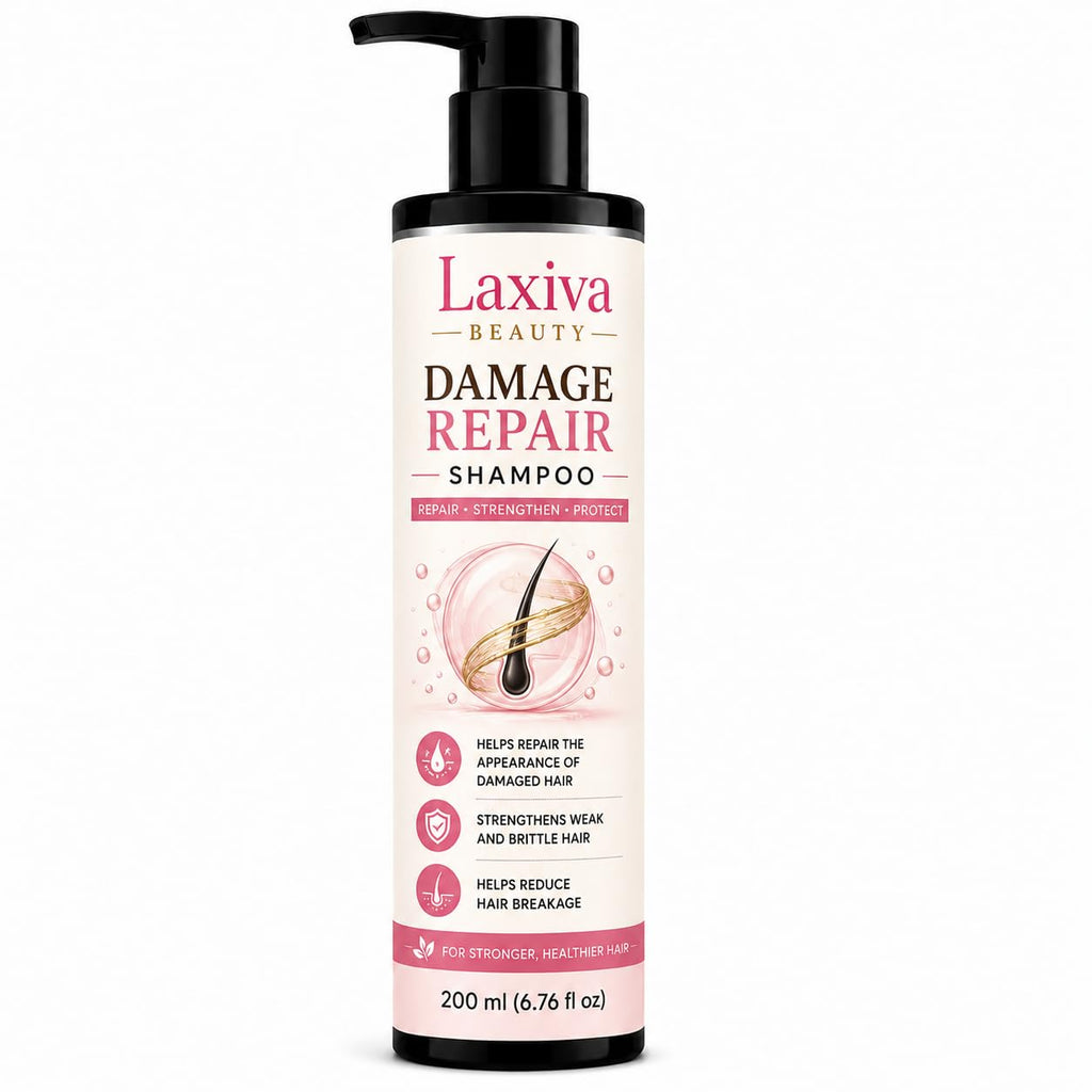 Laxiva Beauty Damage Care Shampoo for Daily Hair Care, Gentle Cleansing Shampoo for Dry & Fragile Hair, Lightweight Formula, Suitable for All Hair Types, 200ml