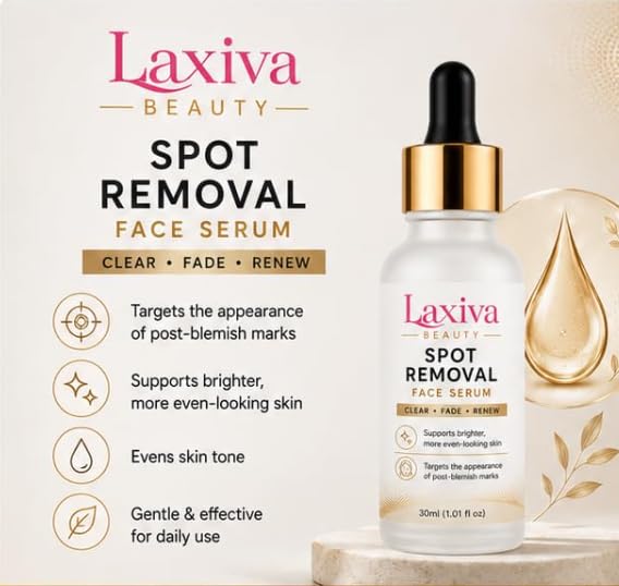 Laxiva Beauty Spot Removal Face Serum for Daily Skincare, Lightweight Facial Serum for Even-Looking Skin Tone, Fast-Absorbing Formula, All Skin Types, 30ml