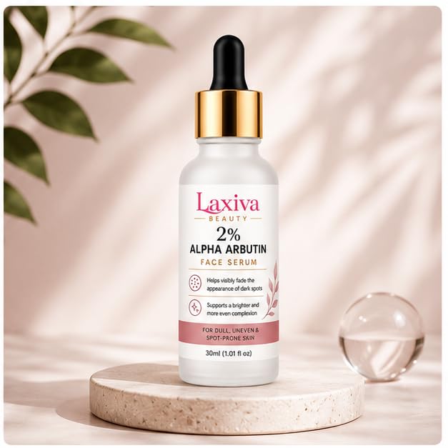 Laxiva Beauty 2% Alpha Arbutin Face Serum for Daily Skincare, Lightweight Facial Serum for Even-Looking Skin Tone, Fast-Absorbing Formula, All Skin Types, 30ml
