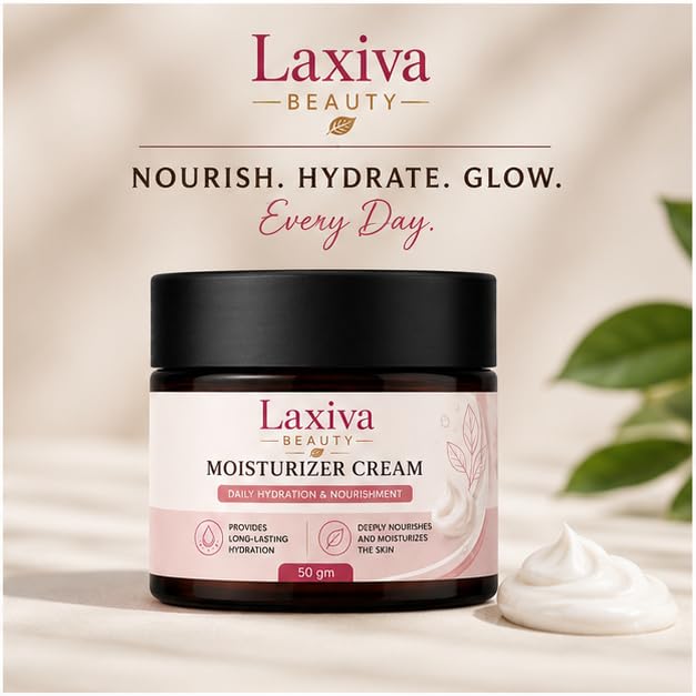 Laxiva Beauty Moisturizer Cream for Face & Body, Daily Hydration Cream, Lightweight Moisturizing Formula, Soft & Smooth Skin Care, Suitable for All Skin Types, 50g