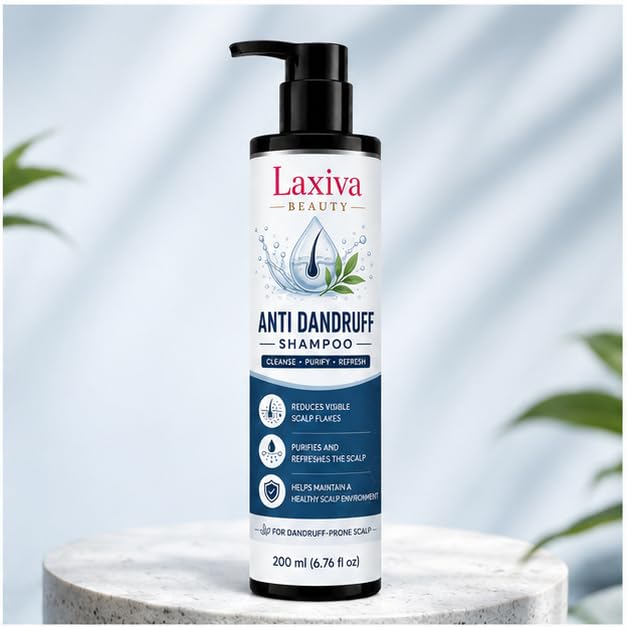 Laxiva Beauty Anti Dandruff Shampoo for Daily Hair & Scalp Cleansing, Refreshing Shampoo for Dandruff-Prone Scalp, Gentle Formula, Suitable for All Hair Types, 200ml