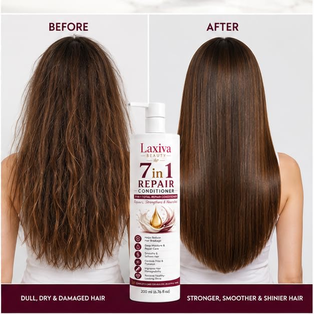 Laxiva Beauty 7 in 1 Repair Conditioner for Dry, Weak & Damaged Hair, Deep Conditioning Formula, Smooth & Manageable Hair Care, Suitable for All Hair Types, 200ml