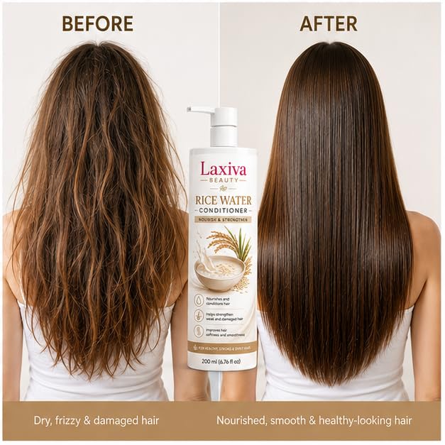 Laxiva Beauty Rice Water Conditioner for Daily Hair Care, Lightweight Hair Conditioner for Soft & Manageable Hair, Suitable for All Hair Types, 200ml