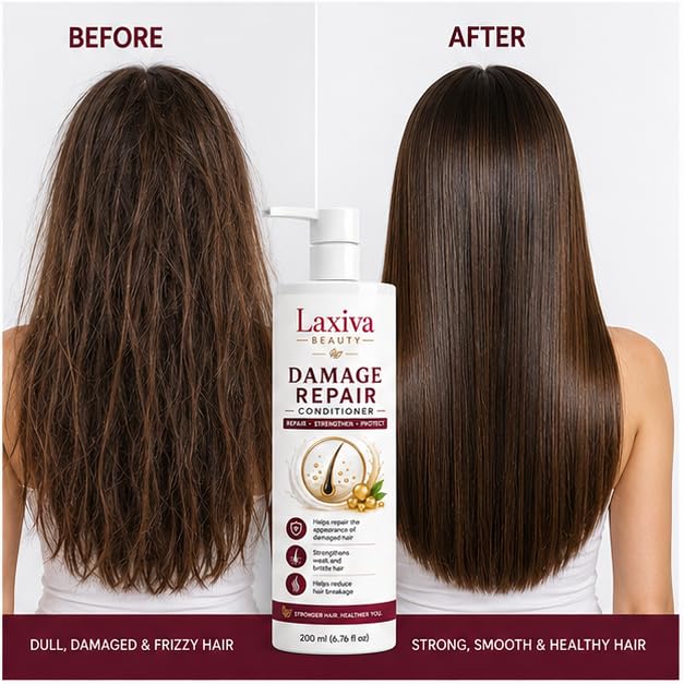 Laxiva Beauty Damage Repair Conditioner for Dry, Weak & Damaged Hair, Daily Hair Conditioning Formula, Smooth & Manageable Hair Care, Suitable for All Hair Types, 200ml