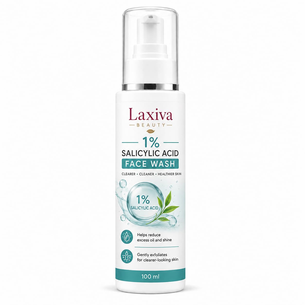 Laxiva Beauty 1% Salicylic Acid Face Wash for Daily Cleansing, Gentle Facial Cleanser for Oily & Blemish-Prone Skin, Suitable for Men & Women, 100ml