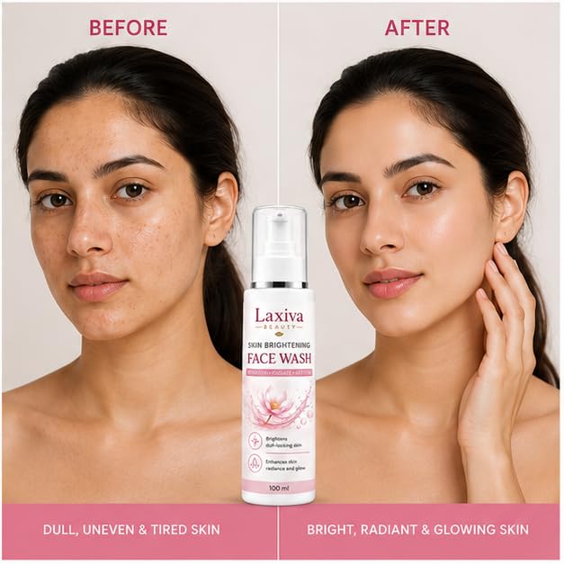 Laxiva Beauty Skin Brightening Face Wash, Daily Facial Cleanser, Refreshing Face Wash for Dull-Looking Skin, Gentle Cleansing Formula, Hydrating & Revitalizing Face Cleanser, 100ml