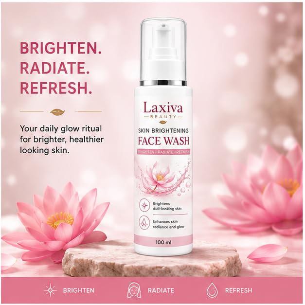 Laxiva Beauty Skin Brightening Face Wash, Daily Facial Cleanser, Refreshing Face Wash for Dull-Looking Skin, Gentle Cleansing Formula, Hydrating & Revitalizing Face Cleanser, 100ml