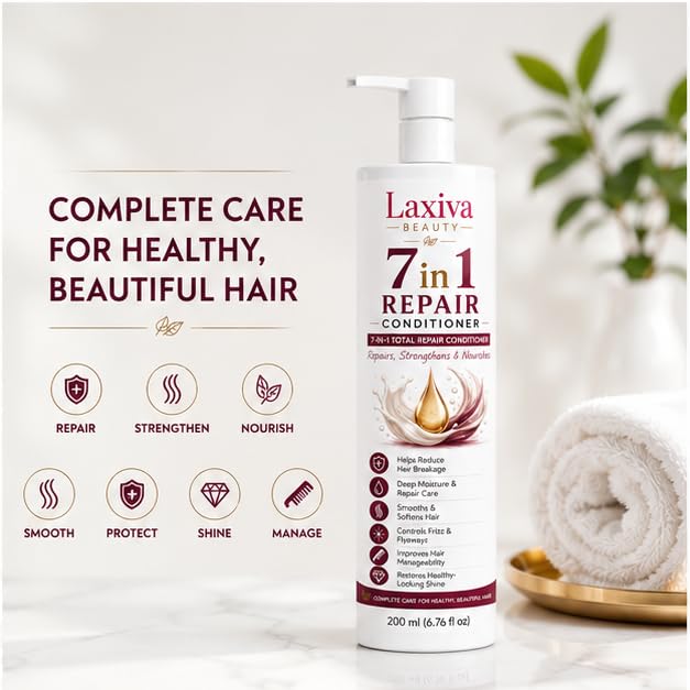 Laxiva Beauty 7 in 1 Repair Conditioner for Dry, Weak & Damaged Hair, Deep Conditioning Formula, Smooth & Manageable Hair Care, Suitable for All Hair Types, 200ml
