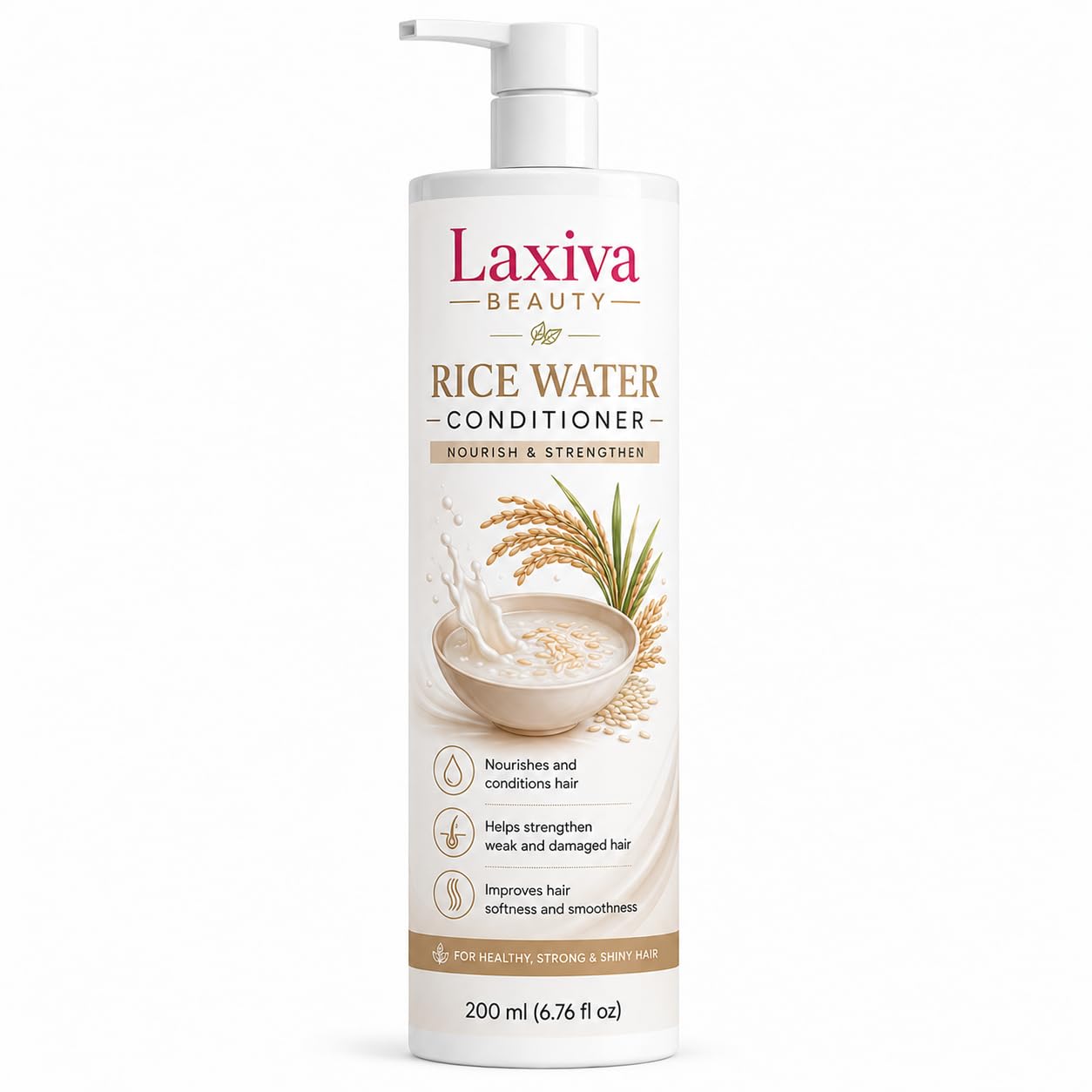 Laxiva Beauty Rice Water Conditioner for Daily Hair Care, Lightweight Hair Conditioner for Soft & Manageable Hair, Suitable for All Hair Types, 200ml