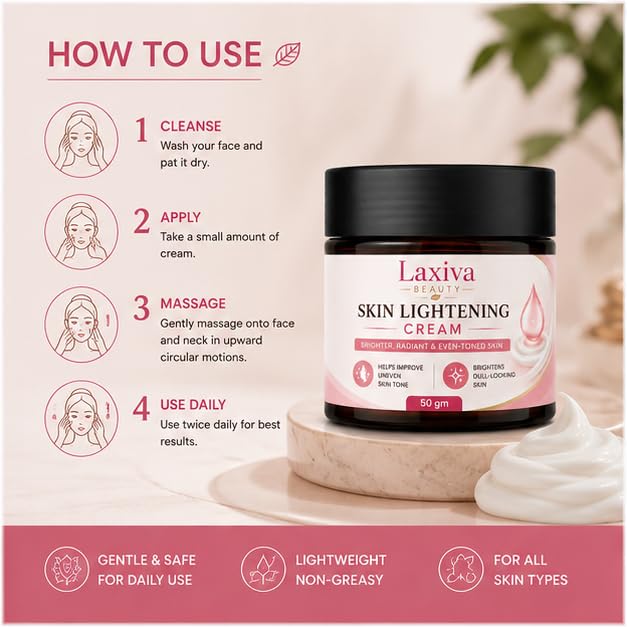 Laxiva Beauty Skin Tone Cream for Face & Body, Daily Moisturizing Cream, Hydrating Skin Care Formula, Smooth & Healthy-Looking Skin, Suitable for All Skin Types, 50g