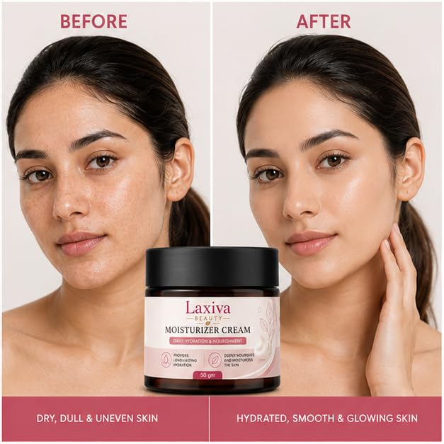 Laxiva Beauty Moisturizer Cream for Face & Body, Daily Hydration Cream, Lightweight Moisturizing Formula, Soft & Smooth Skin Care, Suitable for All Skin Types, 50g