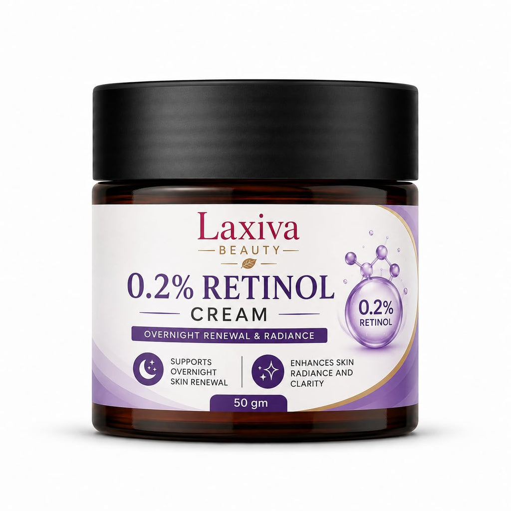 Laxiva Beauty 0.2% Retinol Cream for Face, Overnight Moisturizing Cream, Daily Night Care Formula, Smooth & Radiant Looking Skin, Suitable for All Skin Types, 50g