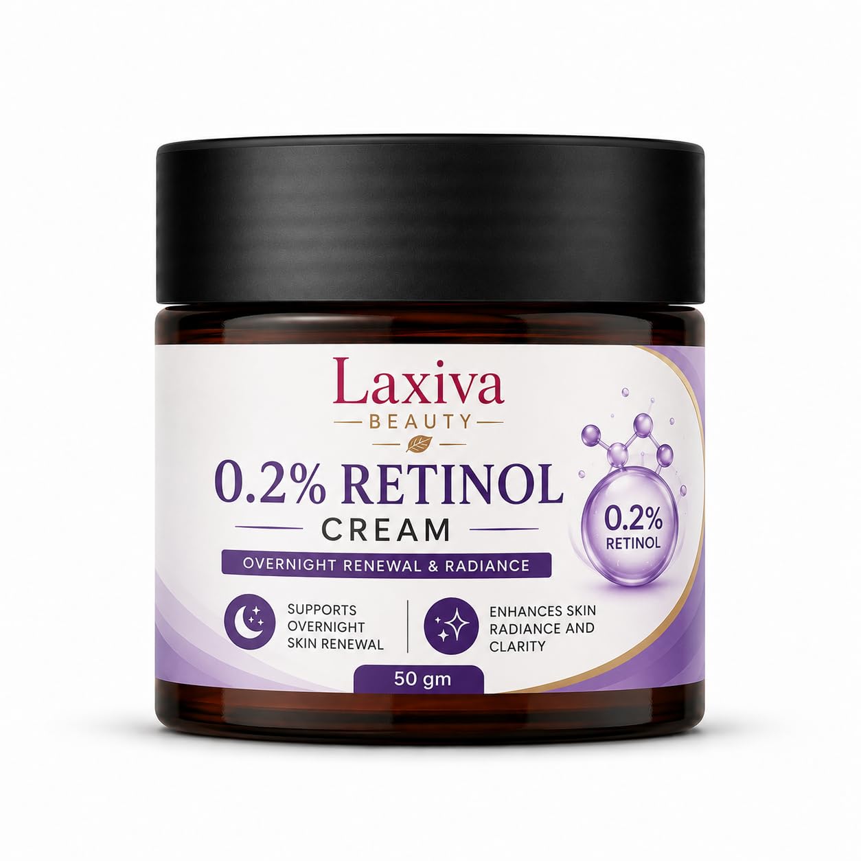 Laxiva Beauty 0.2% Retinol Cream for Face, Overnight Moisturizing Cream, Daily Night Care Formula, Smooth & Radiant Looking Skin, Suitable for All Skin Types, 50g