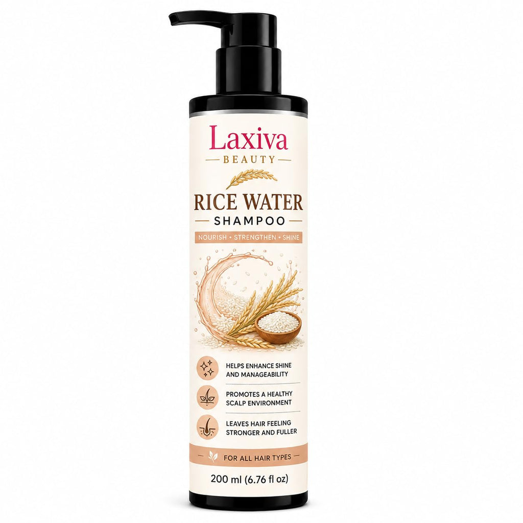 Laxiva Beauty Rice Water Shampoo for Daily Hair & Scalp Care, Gentle Cleansing Shampoo, Lightweight Formula, Suitable for All Hair Types, 200ml
