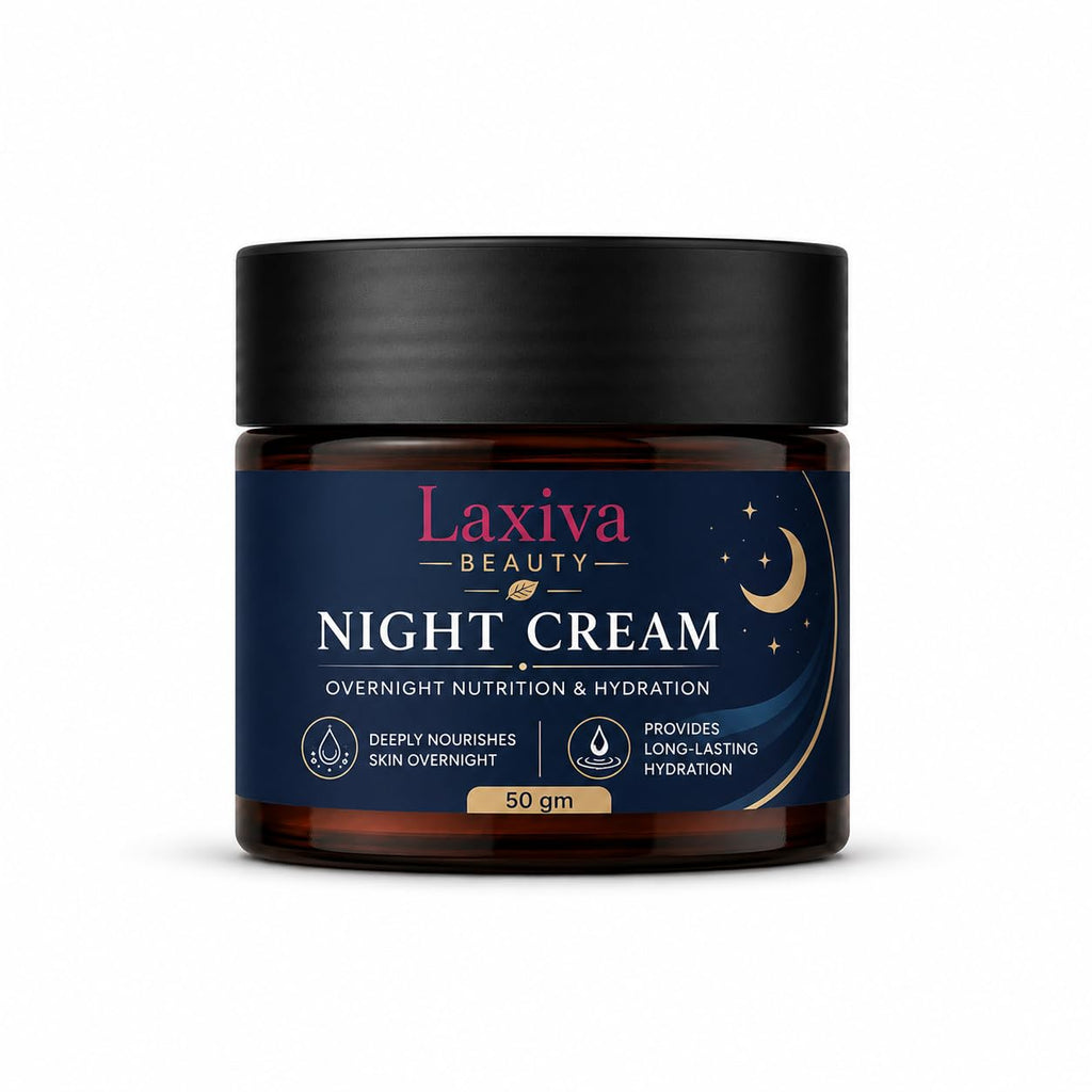 Laxiva Beauty Night Cream for Face, Overnight Hydration & Nourishing Cream, Daily Moisturizing Skin Care Formula, Soft & Smooth Skin Feel, Suitable for All Skin Types, 50g